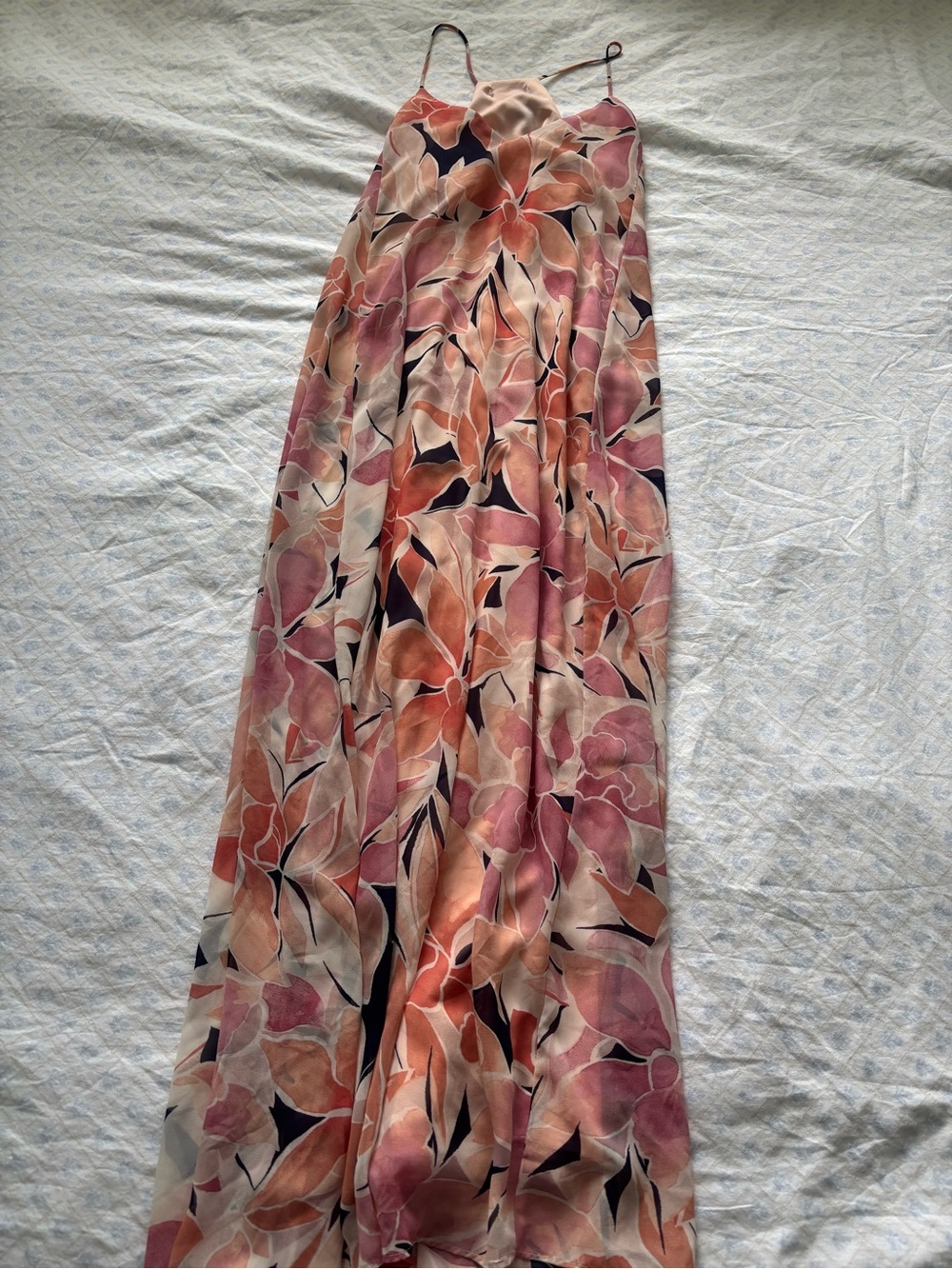 Floral Print Maxi Dress - Pink & Peach